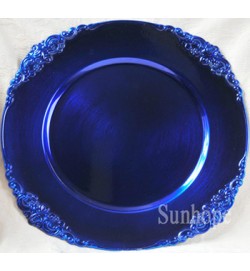 Royal Blue Vintage Round Charger Plate (24-PK)